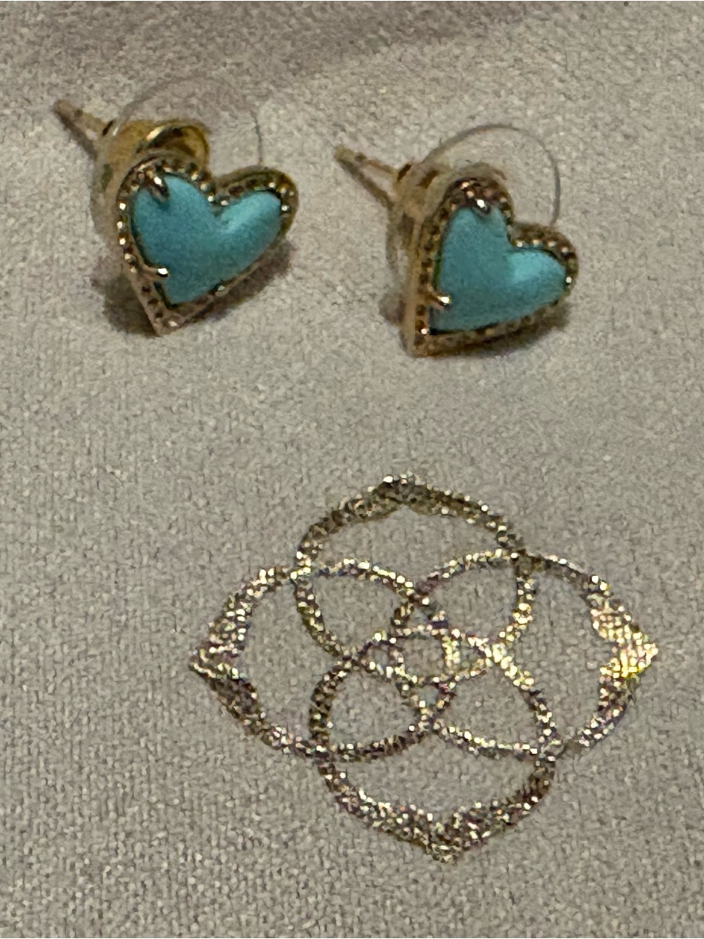 Kendra Scott Gold Ari Heart Stud Earrings with Turquoise
